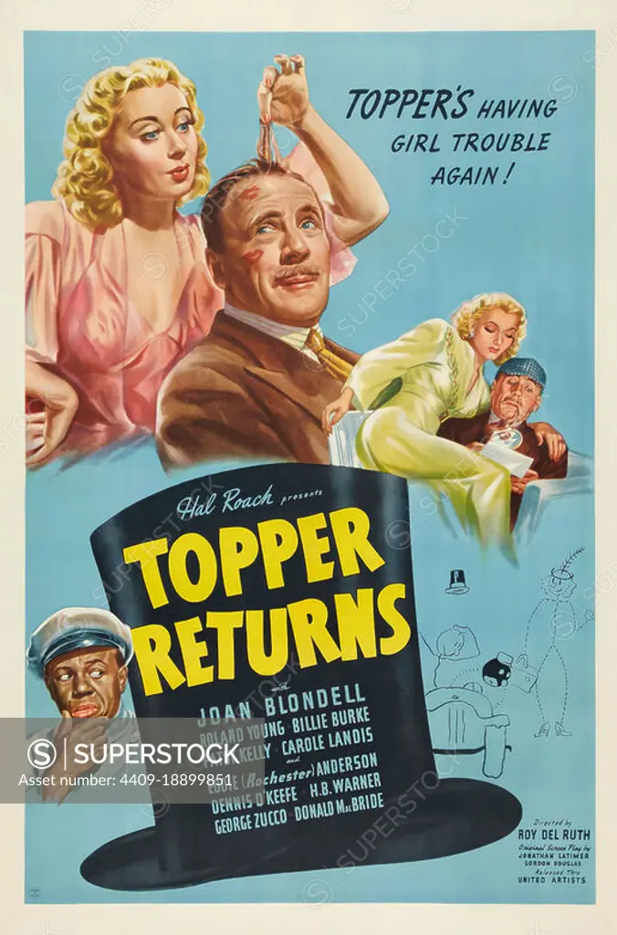 ROLAND YOUNG and JOAN BLONDELL in TOPPER RETURNS (1941), directed by ROY DEL RUTH.