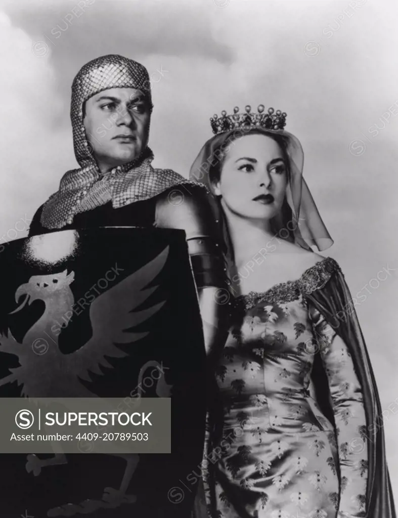 TONY CURTIS and JANET LEIGH in THE BLACK SHIELD OF FALWORTH (1954), directed by RUDOLPH MATE.