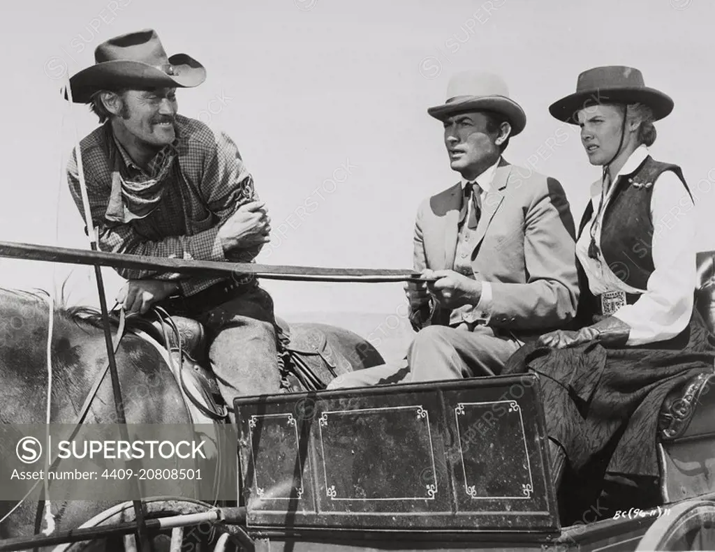 CHUCK CONNORS, GREGORY PECK and CARROLL BAKER in THE BIG COUNTRY (1958), directed by WILLIAM WYLER.