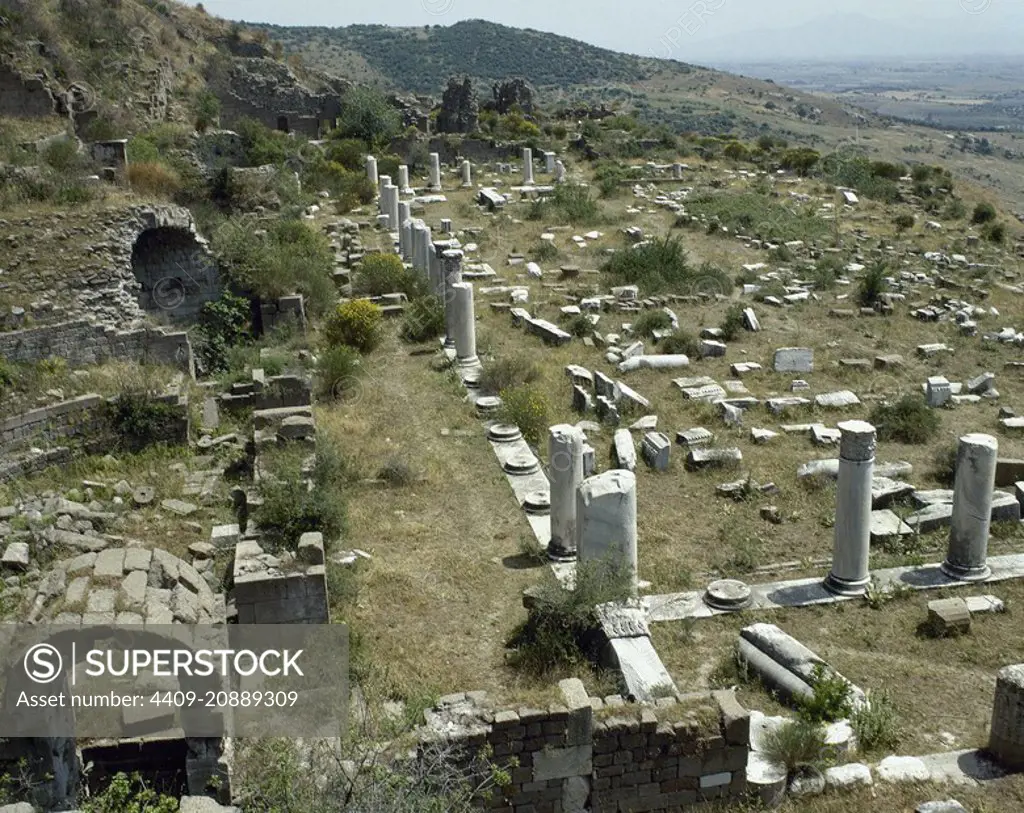 Turkey. Pergamon. Ancient Greek city. The Upper Gymnasium. Anatolia.