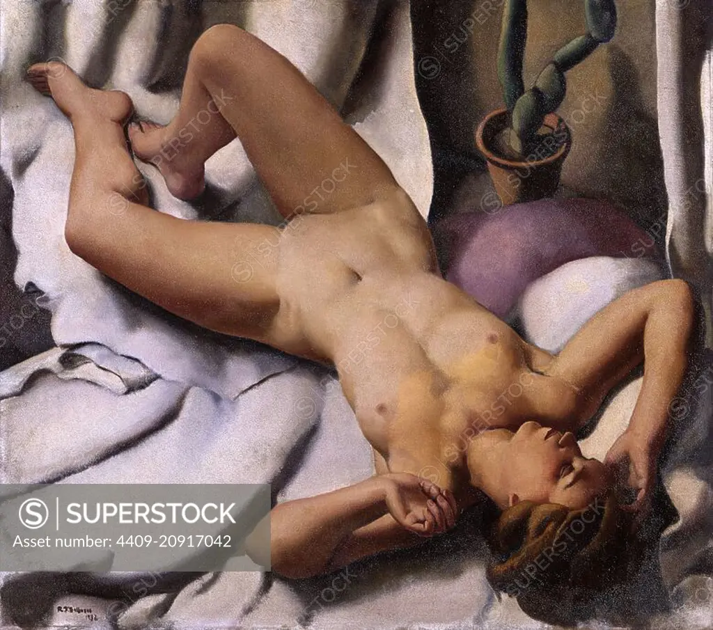 DESNUDO SOBRE LA CAMA - 1932. Author: FERNANDO BALBUENA. Location: MUSEO  REINA SOFIA-PINTURA. MADRID. SPAIN. - SuperStock