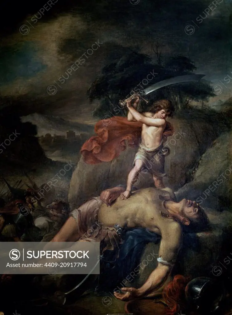 TRIUNFO DE DAVID SOBRE GOLIAT, 1842, O/L 168x127, NºINV 724. Author: Leonardo Alenza. Location: ACADEMIA DE SAN FERNANDO-PINTURA. MADRID. SPAIN.