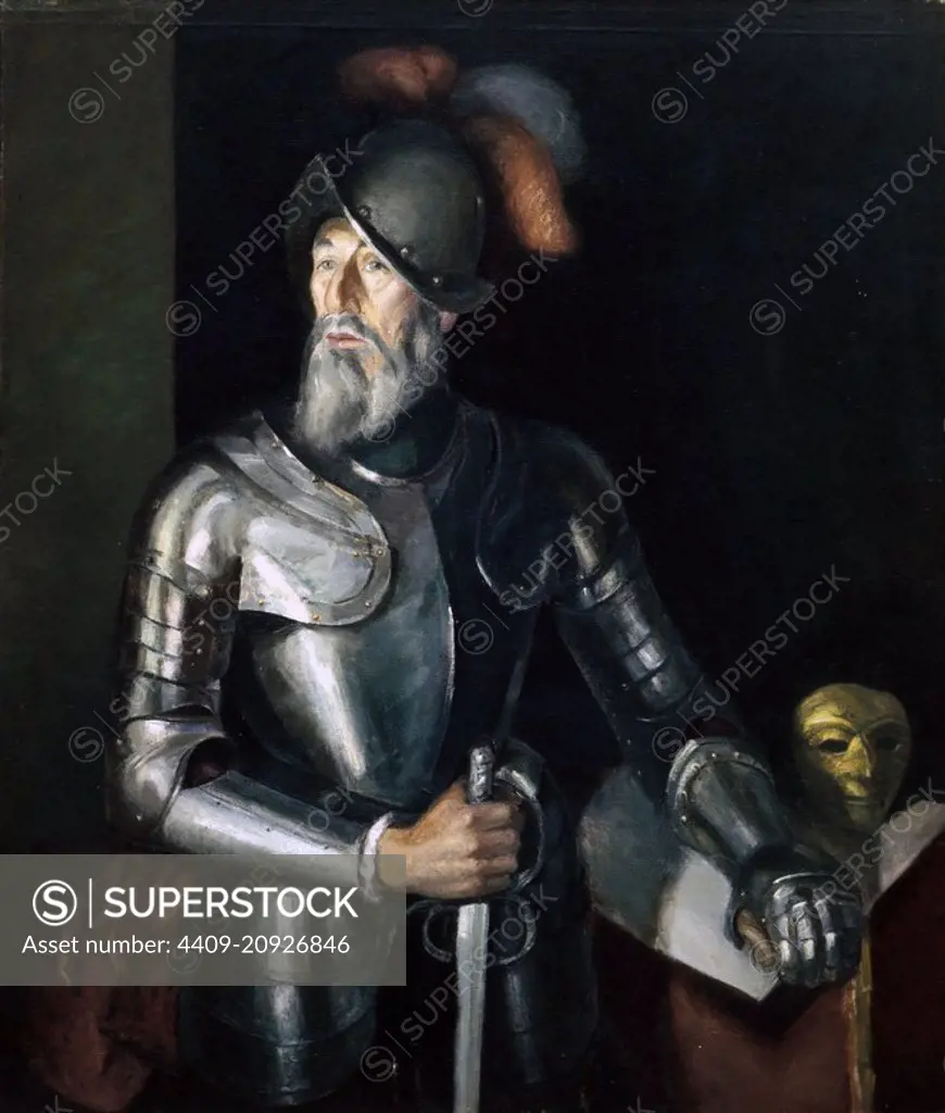 Portrait of Francisco Pizarro (1478-1541), Spanish conquistador, oil on canvas, 125 cm x 105 cm. Museum: Centro Iberoamericano, MADRID, SPAIN. Author: DANIEL VAZQUEZ DIAZ.