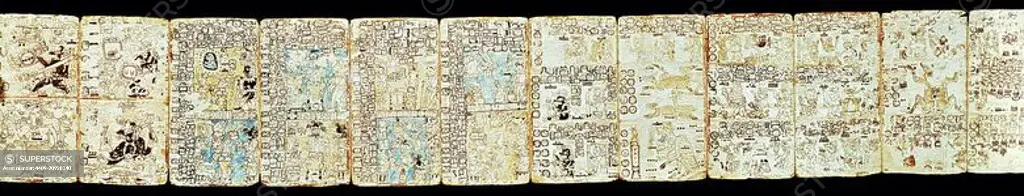 'Fragment of the Codex Tro-cortesiano (Codex de Madrid), reverse'. Museum: MUSEO DE AMERICA, MADRID, SPAIN.