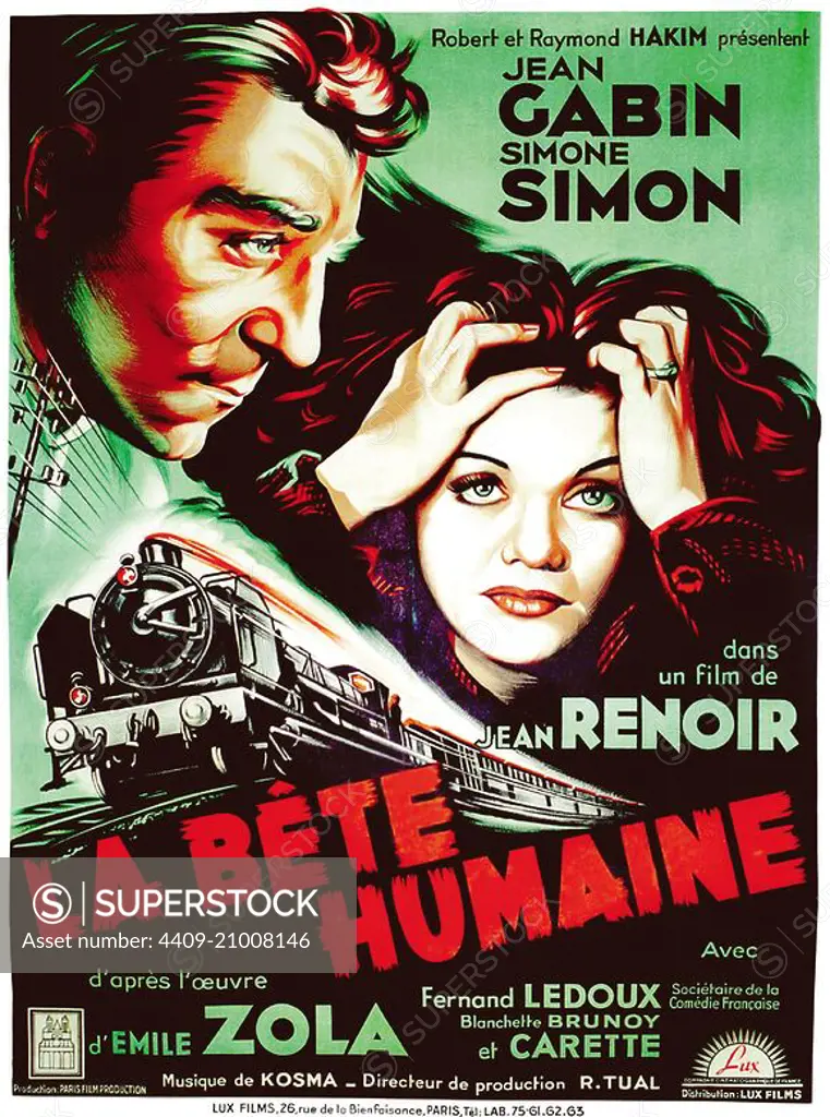 THE HUMAN BEAST (1938) -Original title: LA BETE HUMAINE-, directed by JEAN RENOIR.