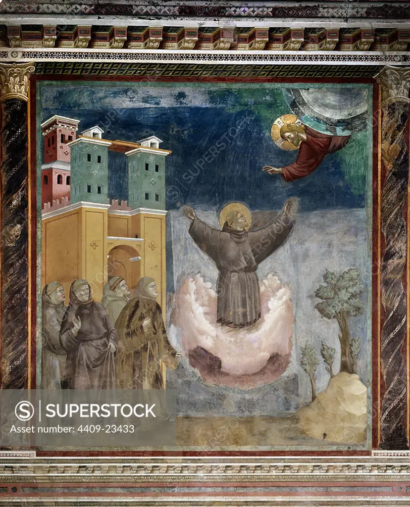 Italian school. The Extasis of Francis of Assisi. Fresco. Assisi, Basilica of San Francesco. Author: GIOTTO DE BONDONE (1266-1337). Location: BASILICA DE SAN FRANCISCO. ASSISI. ITALIA.