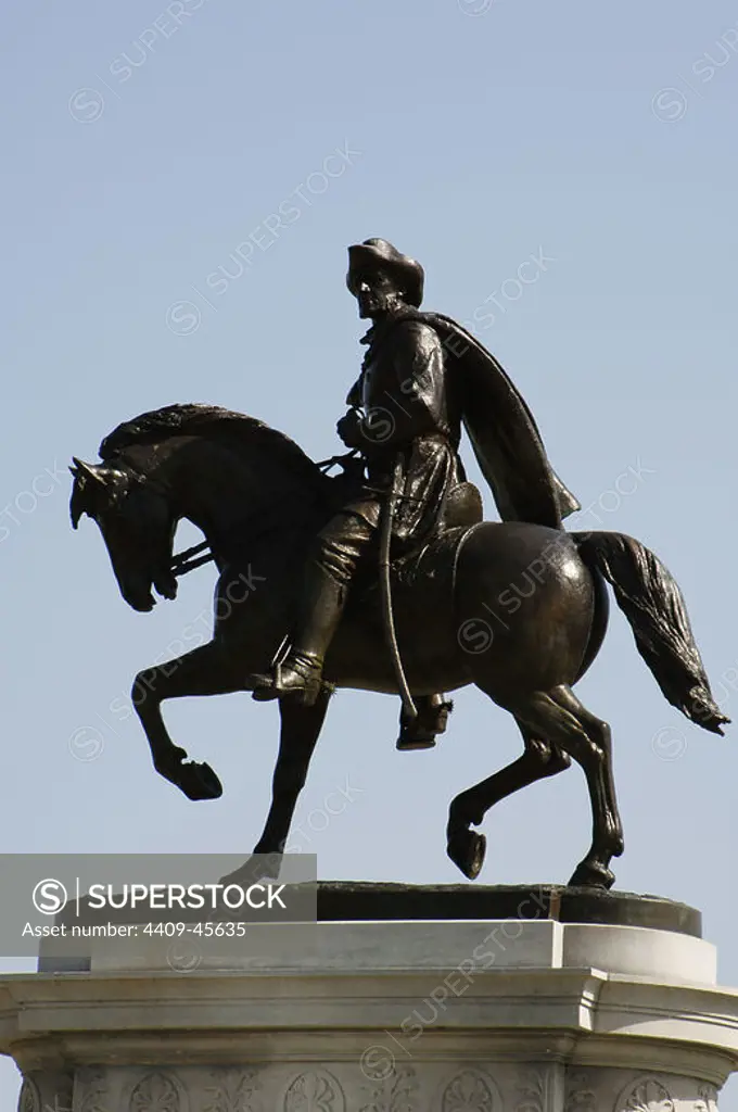 SAMUEL HOUSTON (1793-1863). Político y soldado estadounidense. Gobernador de Texas. MONUMENTO A SAM HOUSTON (1924-1925), obra de Enrico Filberto Cerracchio (1880-1956). HOUSTON. Estado de Texas. Estados Unidos.