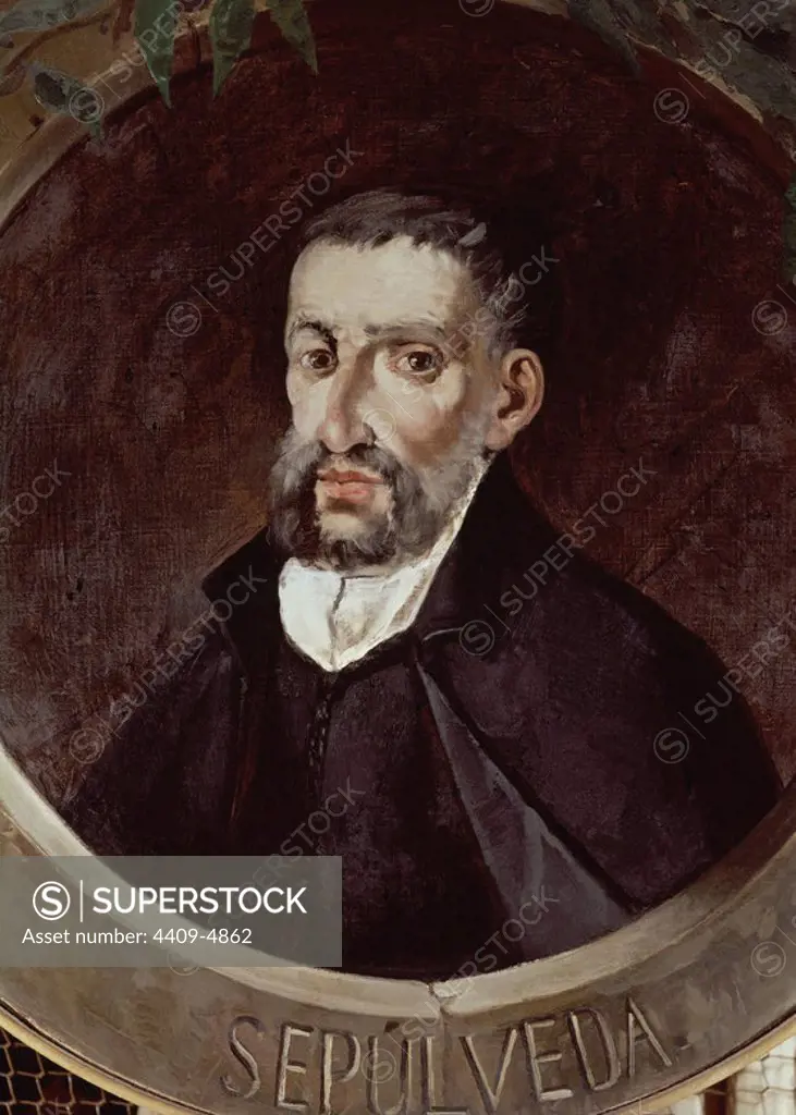 Portrait of Juan Ginés de Sepúlveda (1490-1573), Spanish humanist. Sevilla, C. Colombus library. Location: BIBLIOTECA COLOMBINA. Sevilla. Seville. SPAIN.