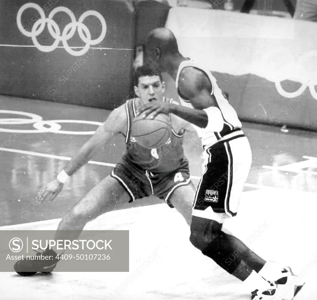 08/07/1992. Barcelona...9..8..92...Olympic Games Barcelona 92...United States Croatia basketball match.