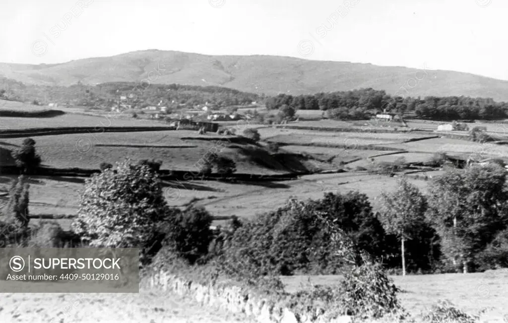 12/31/1956. View of the Fields and the town of Lalin (Pontevedra).