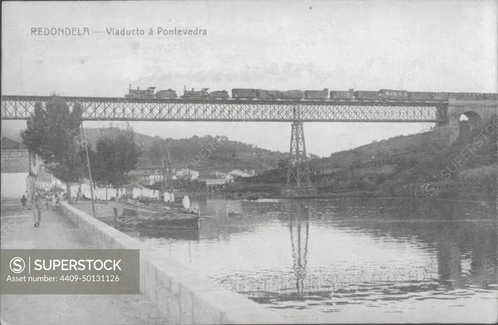Redondela (Pontevedra), 1920 (CA.). Viaduct to Pontevedra.