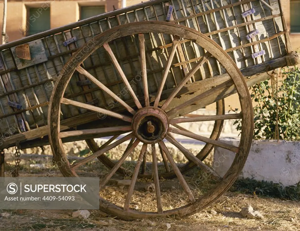 Detalle de un CARRO tradicional utilizado en el campo. Provincia de Cuenca. Castilla-La Mancha. España.