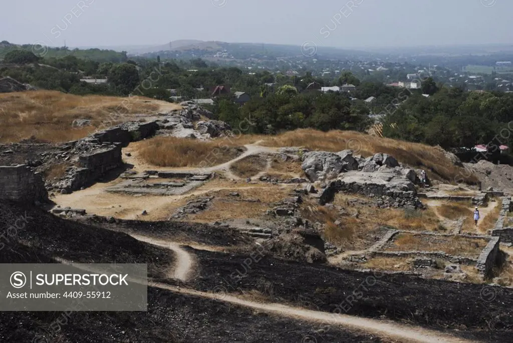 Ukraine. Autonomous Republic of Crimea. Panticapaeum archaeological site, founded in 575 BC by Greek colonists from Miletus, on Mount Mithridat. Kerch.