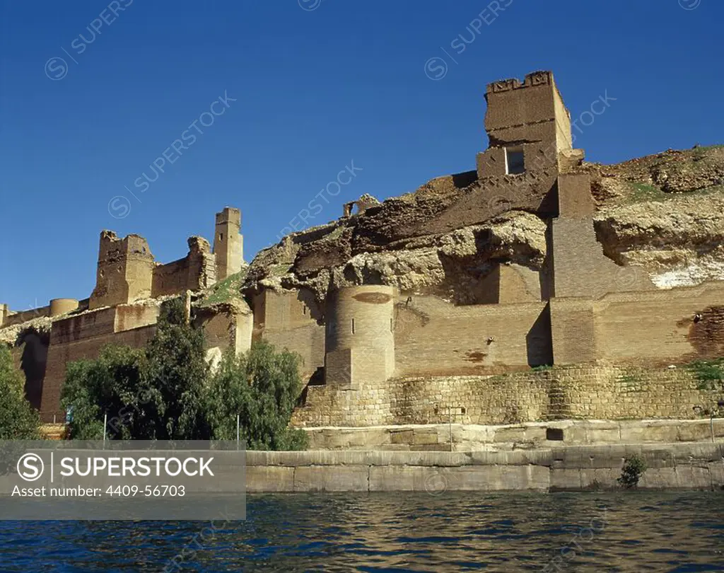 Syria. Qal'at Ja'bar castle on the left bank of Lake Assad. Near Ar-Raqqah. Bastion. Near East. Photo before the Syrian civil war.