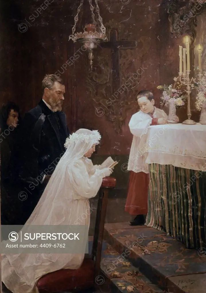 First Communion - 1896 - oil on canvas - 166x118. Author: PABLO PICASSO. Location: PICASSO MUSEUM. Barcelona. SPAIN.