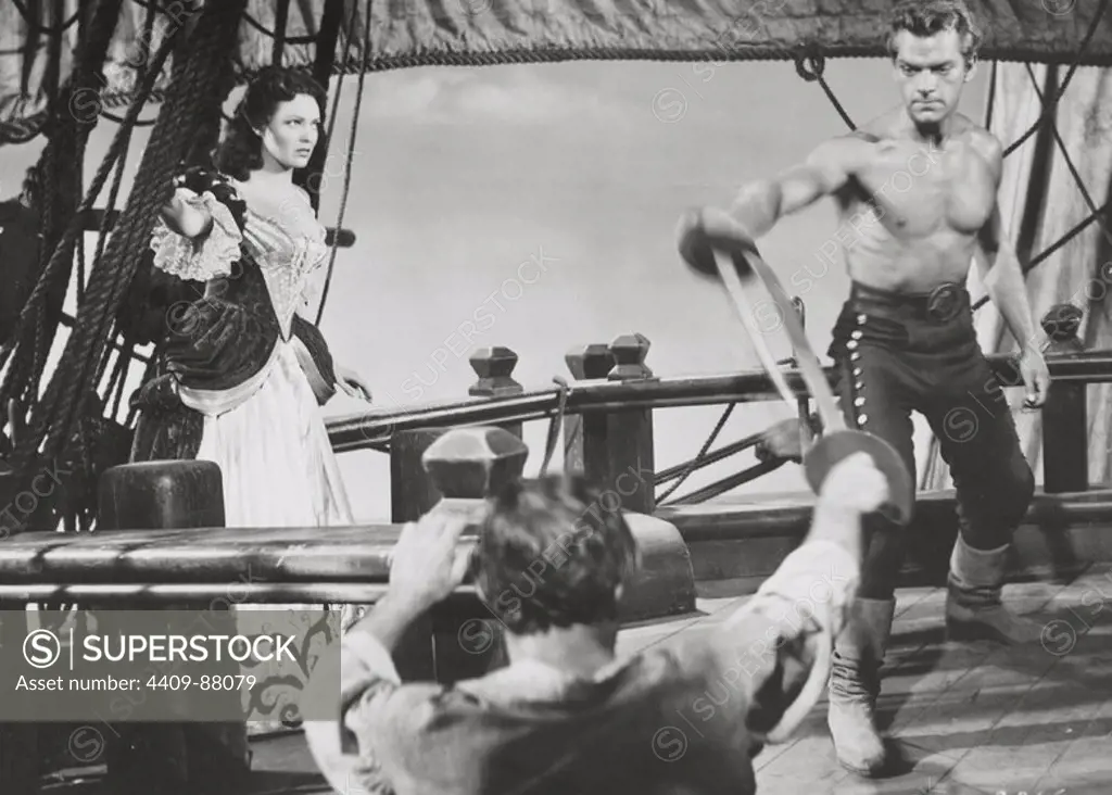 LINDA DARNELL and KEITH ANDES in BLACKBEARD, THE PIRATE (1952), directed by RAOUL WALSH.