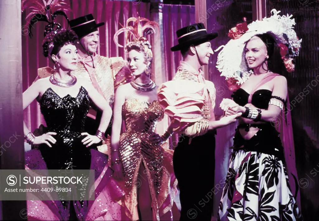 DONALD O'CONNOR, ETHEL MERMAN, MARILYN MONROE, DAN DAILEY and MITZI GAYNOR in THERE'S NO BUSINESS LIKE SHOW BUSINESS (1954), directed by WALTER LANG.