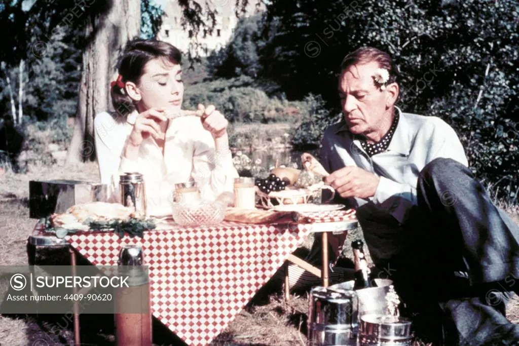 AUDREY HEPBURN and GARY COOPER in LOVE IN THE AFTERNOON (1957), directed by BILLY WILDER.