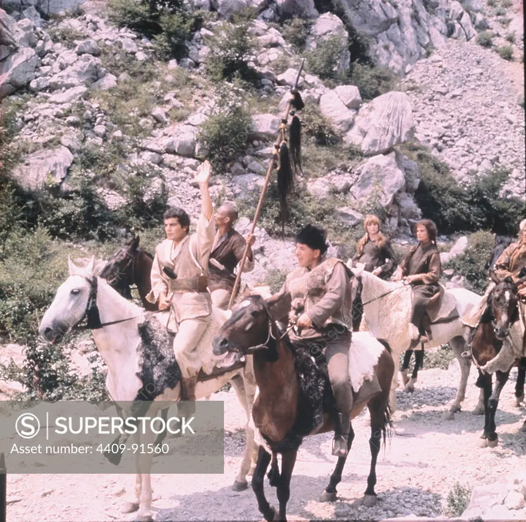 TELLY SAVALAS and OMAR SHARIF in GENGHIS KHAN (1965), directed by HENRY LEVIN.