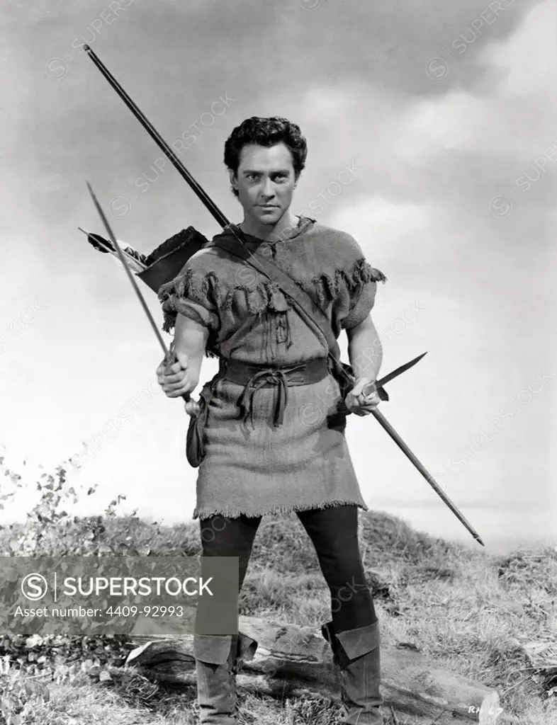 RICHARD TODD in THE STORY OF ROBIN HOOD AND HIS MERRIE MEN (1952), directed by KEN ANNAKIN.