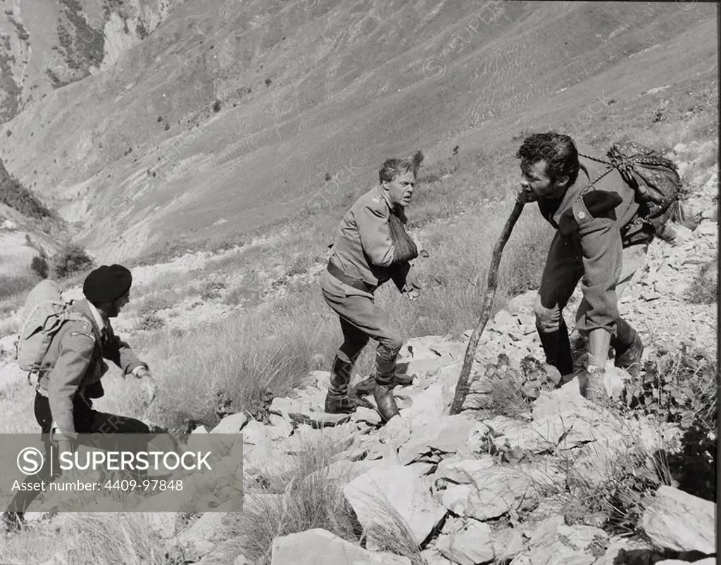 DIRK BOGARDE, MARIUS GORING and DAVID OXLEY in NIGHT AMBUSH (1957) -Original title: ILL MET BY MOONLIGHT-.