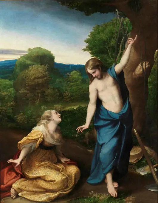 Correggio / 'Noli me tangere', ca. 1525, Italian School, Oil on panel, 130 cm x 103 cm, P00111. Museum: MUSEO DEL PRADO, MADRID, SPAIN. JESUS. MARY MAGDALENE.