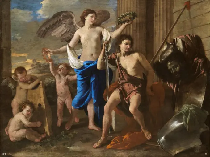 Nicolas Poussin / 'The Triumph of David', ca. 1630, French School, Oil on canvas, 100 cm x 130 cm, P02311. Museum: MUSEO DEL PRADO, MADRID, SPAIN.