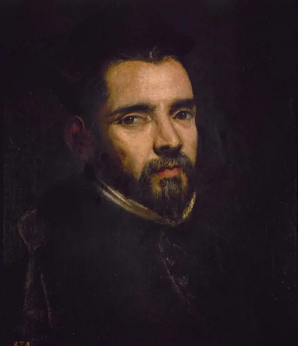 UN JESUITA - SIGLO XVI - OLEO/LIENZO - 50x43 cm - NP 370 - RENACIMIENTO ITALIANO. Author: JACOPO COMIN-JACOBO ROBUSTI-TINTORETTO. Location: MUSEO DEL PRADO-PINTURA. MADRID. SPAIN.