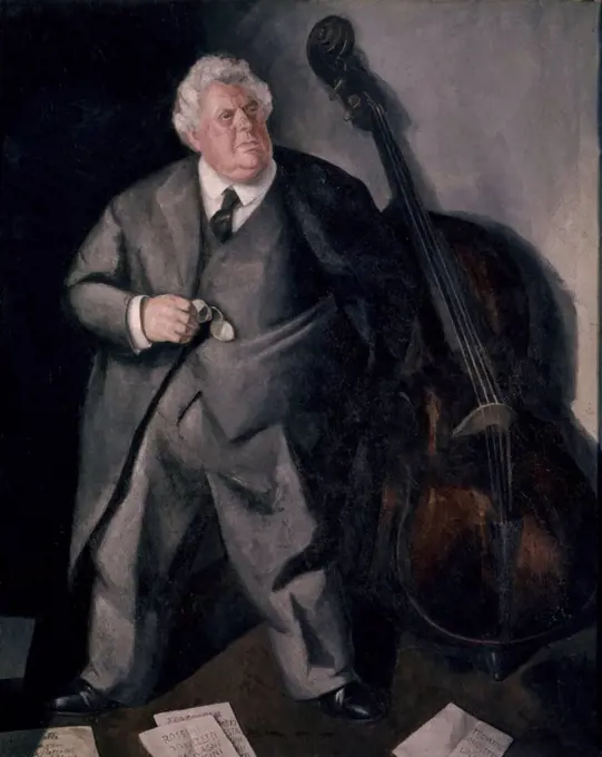 'Don Francisco and the Double Bass', ca. 1934, Oil on canvas, 203 x 160 cm, AS02214. Author: DANIEL VAZQUEZ DIAZ. Location: MUSEO REINA SOFIA-PINTURA. MADRID. SPAIN.