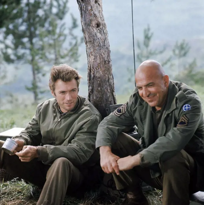 TELLY SAVALAS and CLINT EASTWOOD in KELLY'S HEROES (1970).