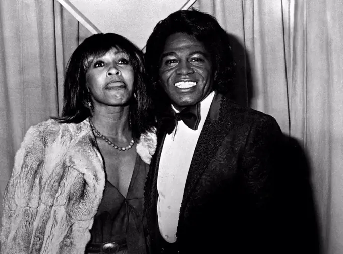 Tina Turner with James Brown in 1982 at Grammy Awards.