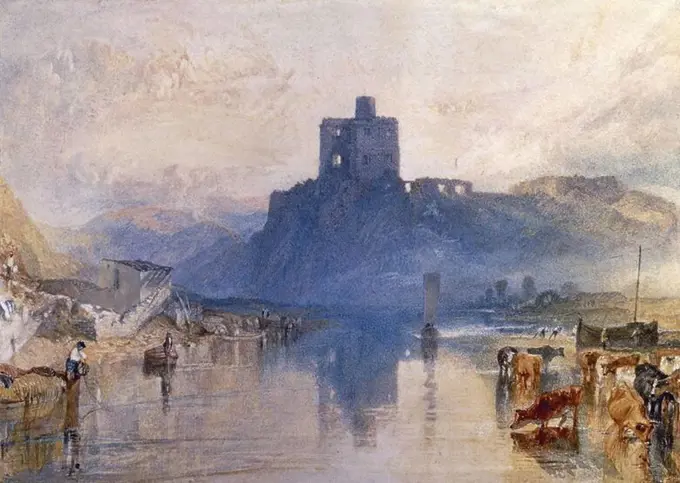 'Norham Castle, on the River Tweed', c. 1822-1823, Watercolour on paper, 15,6 x 21,6 cm. Author: JOSEPH MALLORD WILLIAM TURNER (1775-1851). Location: BRITISH MUSEUM. LONDON. ENGLAND.