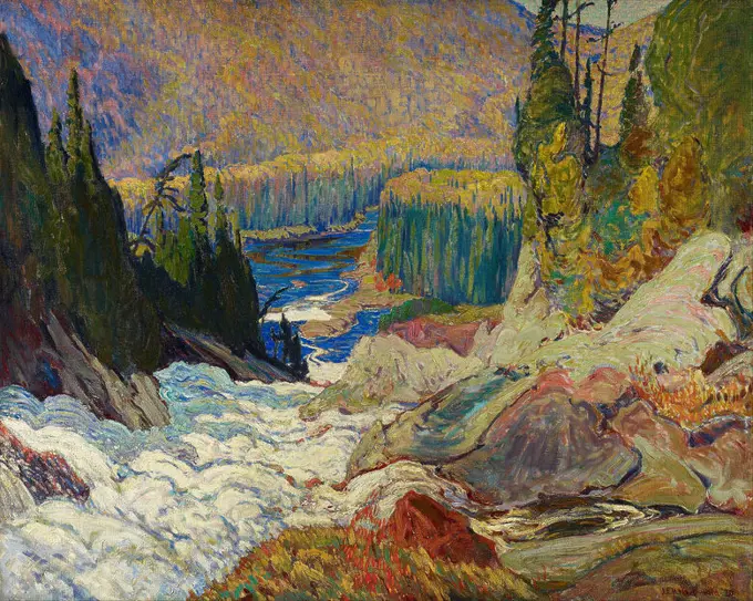 Falls, Montreal River. Date/Period: 1920. Painting. Oil on canvas. Width: 153 cm. Height: 121.9 cm (overall). Author: J. E. H. MACDONALD.