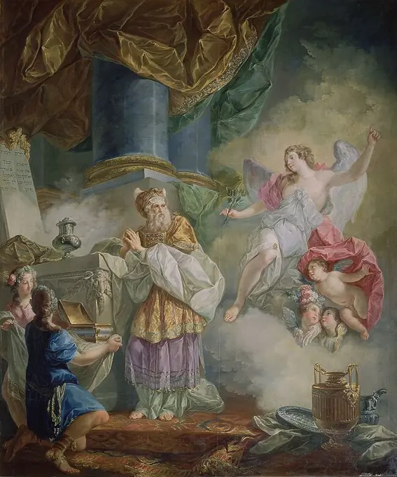 LA APARICION DEL ARCANGEL A ZACARIAS - SIGLO XVIII - ROCOCO ESPAÑOL. Author: LUIS PARET Y ALCAZAR (1746-1799). Location: MARIENKIRCHE. VIANA. NAVARRA. SPAIN. ZACARIAS. SAN GABRIEL ARCANGEL / ARCANGEL SAN GABRIEL.