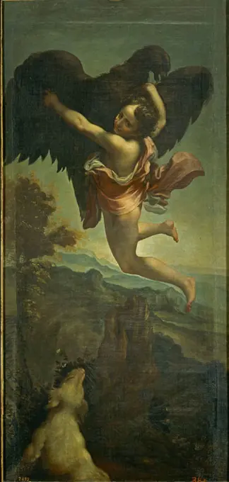 Copy of Antonio Allegri da Correggio (c. 1489-1534). Italian school. The Rape of Ganymede. El rapto de Ganimedes. 175x72 cm. Madrid, Prado museum. Author: EUGENIO CAXES. Location: MUSEO DEL PRADO-PINTURA. MADRID. SPAIN.