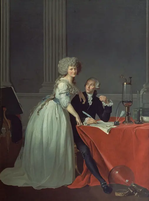 'Portrait of Antoine-Lauren Lavoisier and his Wife', 1788, Oil on canvas, 102 x 76 cm. Author: JACQUES-LOUIS DAVID (1748-1825). Location: METROPOLITAN MUSEUM OF ART. NEW YORK. LAVOISIER ANTONIO. LAVOISIER (MUJER DE). PIERRETTE PAULZE MARIE ANNE.