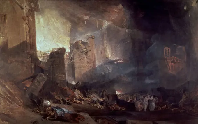 DESTRUCCION DE SODOMA - SIGLO XIX - ROMANTICISMO INGLES. Author: JOSEPH MALLORD WILLIAM TURNER (1775-1851). Location: TATE GALLERY. LONDON. ENGLAND.