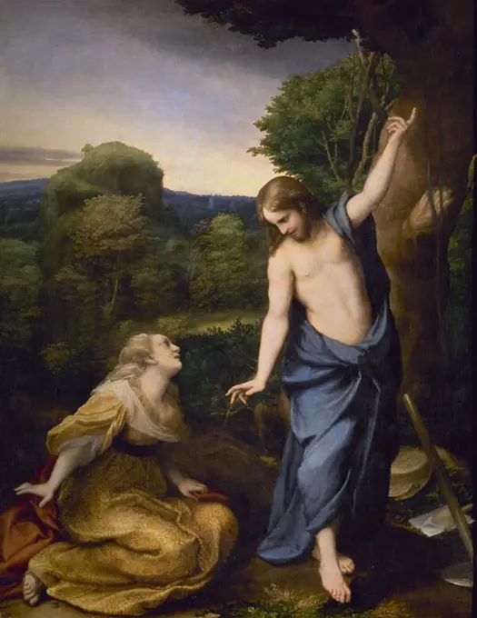 'Noli me tangere', ca. 1525, Oil on panel, 130 cm x 103 cm, P00111. Author: ANTONIO DA CORREGGIO. Location: MUSEO DEL PRADO-PINTURA. MADRID. SPAIN. JESUS. MARY MAGDALENE. CRISTO RESUCITADO.