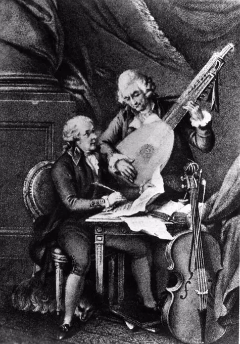 Johann Wolfgang Amadeus Mozart (Salzburg, 1756-Viena, 1791) y Franz Joseph Haydn (Rohrau, 1732-Viena, 1809). Compositores austríacos de música clásica.