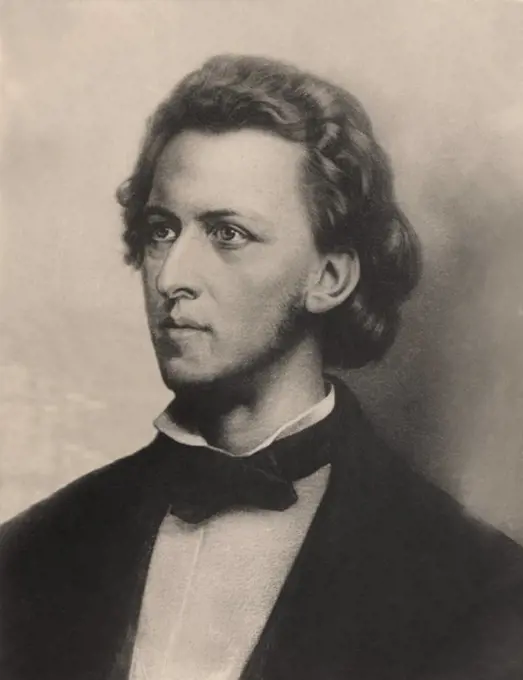 Frédéric François Chopin (Fryderyk Franciszek Chopin) (Zelawowa Wola, Varsovia, 1810-París, 1849). Compositor y pianista polaco. Retrato.