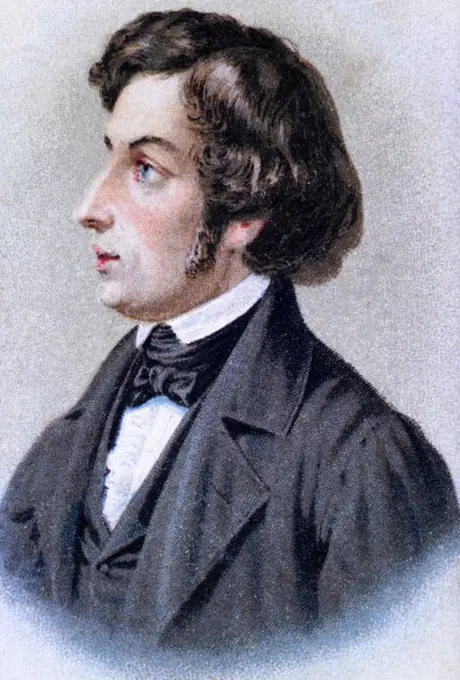 Frédéric François Chopin (Fryderyk Franciszek Chopin) (Zelawowa Wola, Varsovia, 1810-París, 1849). Compositor y pianista polaco. Grabado de 1890.