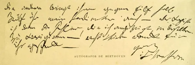 Autógrafo del compositor Ludwig van Beethoven.