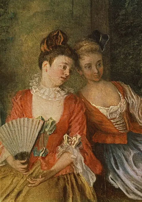 LA PARTIDA LEAL - DETALLE - SIGLO XVIII - ROCOCO FRANCES. Author: Jean Antoine Watteau. Location: PRIVATE COLLECTION. France.