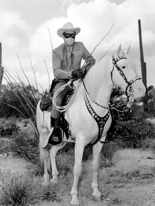 CLAYTON MOORE in THE LONE RANGER AND THE LOST CITY OF GOLD (1958), directed by LESLEY SELANDER.