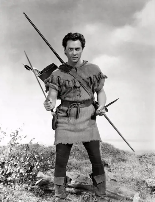 RICHARD TODD in THE STORY OF ROBIN HOOD AND HIS MERRIE MEN (1952), directed by KEN ANNAKIN.