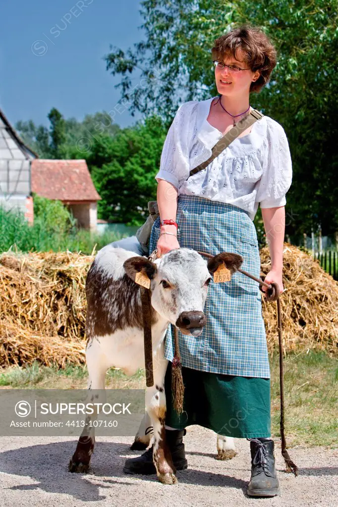 Alsatian dressed as peasants and Veal France