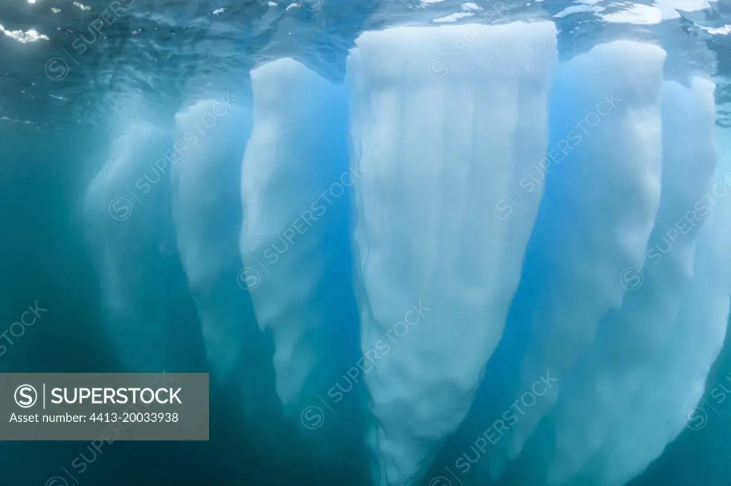 Ice formation of underwater part of a iceberg, Antarctic Peninsula, Antarctica