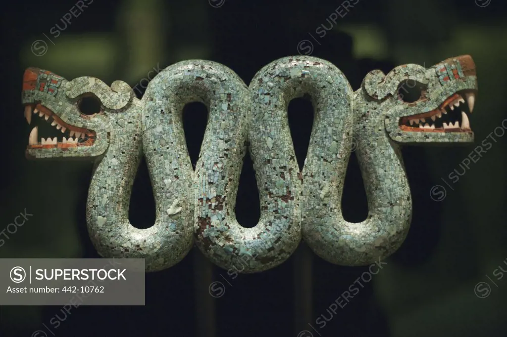 Aztec turquoise mosaic of double headed serpent from Mexico 15th-16th century, British Museum, London, England