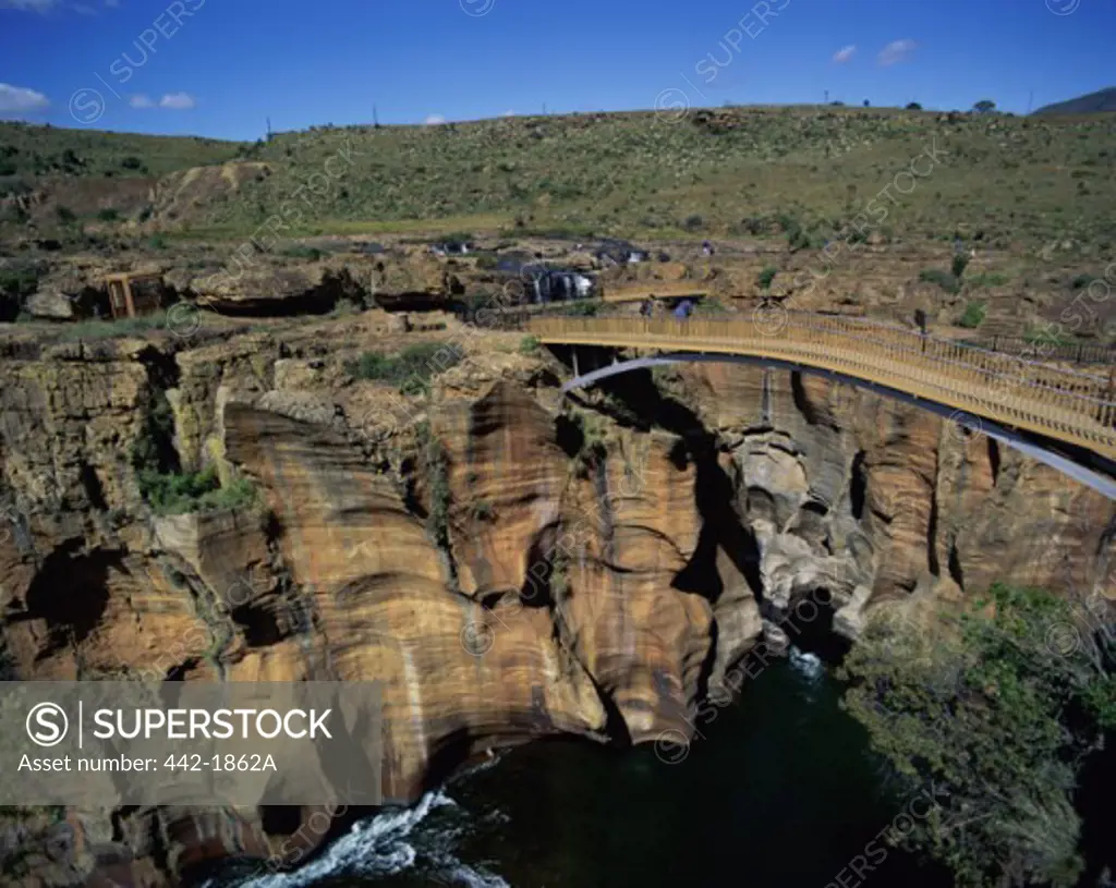 Bridge across a river, Bourke's Luck Potholes, Drakensberg, Transvaal, South Africa