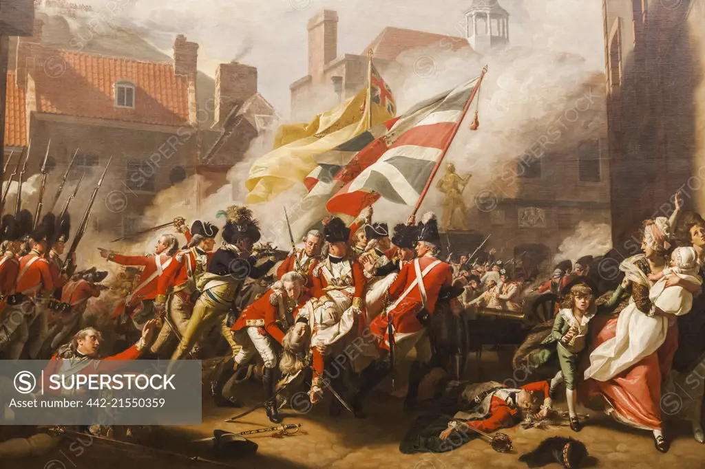 Painting titled The Death of Major Peirson 6 January 1781 by John Singleton Copley dated 1783